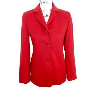 Lord & Taylor Red Blazer Jacket Wool Cashmere 2 Petite Patriotic Career Wear